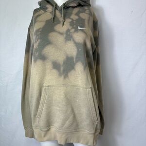 NIKE BRAND ARMY GREEN / BLEACHED HOODIE SIZE LARGE